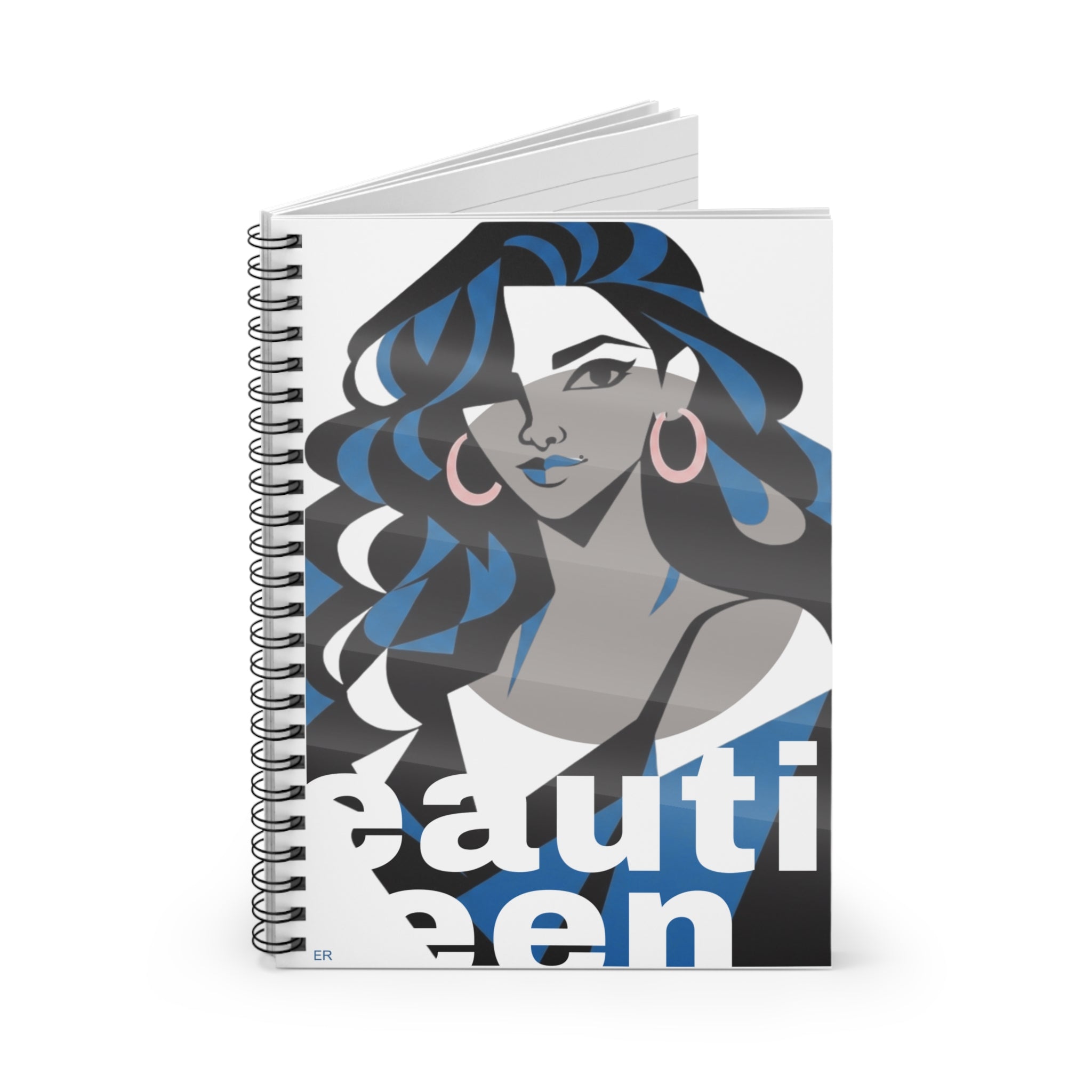 Beautiful Queen Spiral Notebook — Illustrated Femme Portrait Ruled Journal
