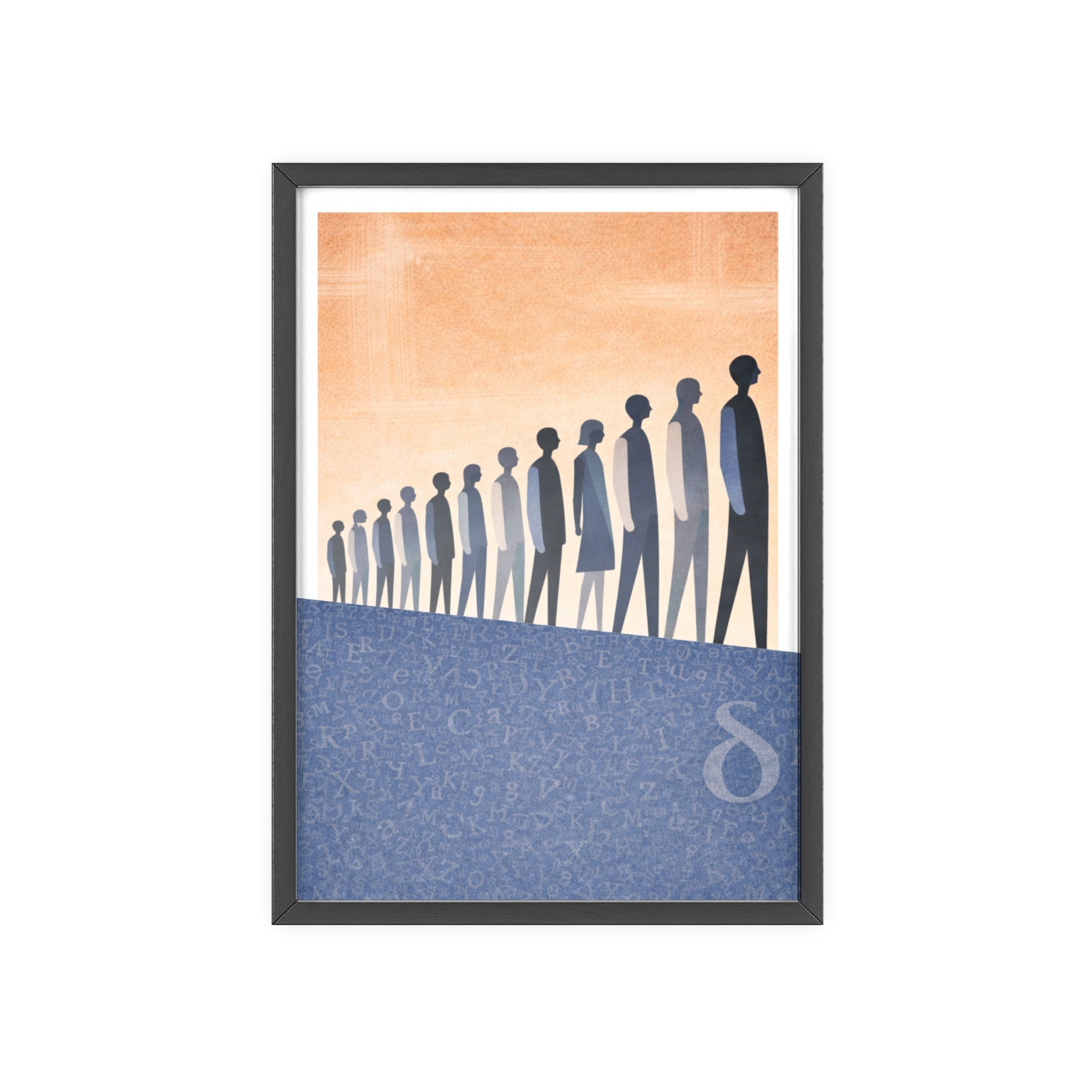 Framed Art Poster — Minimalist Crowd Silhouette Wall Art