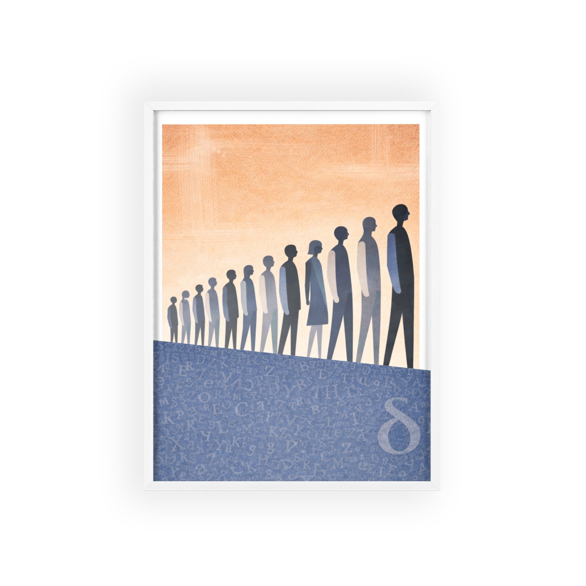 Framed Art Poster — Minimalist Crowd Silhouette Wall Art
