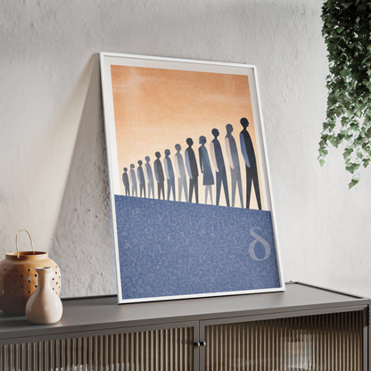 Framed Art Poster — Minimalist Crowd Silhouette Wall Art